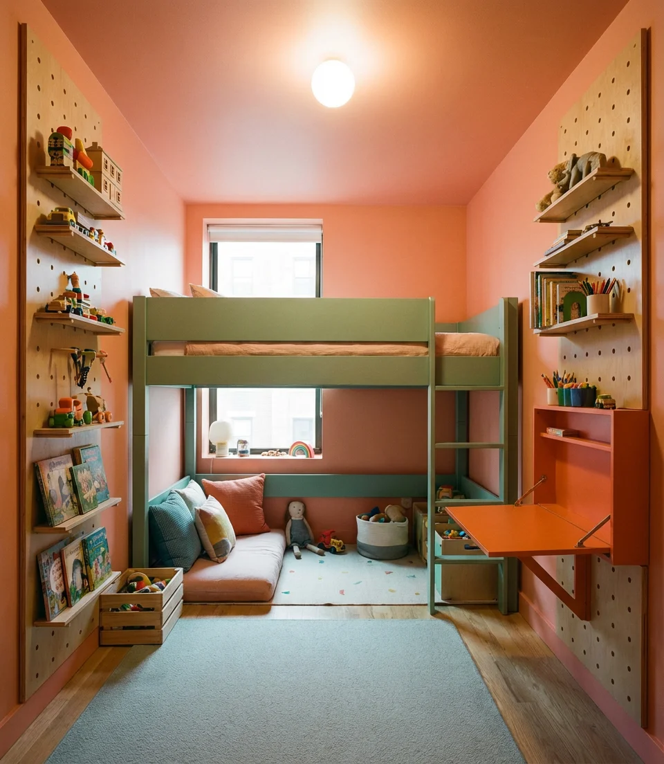 Fun and Colorful Room for Small Apartment Kids 1