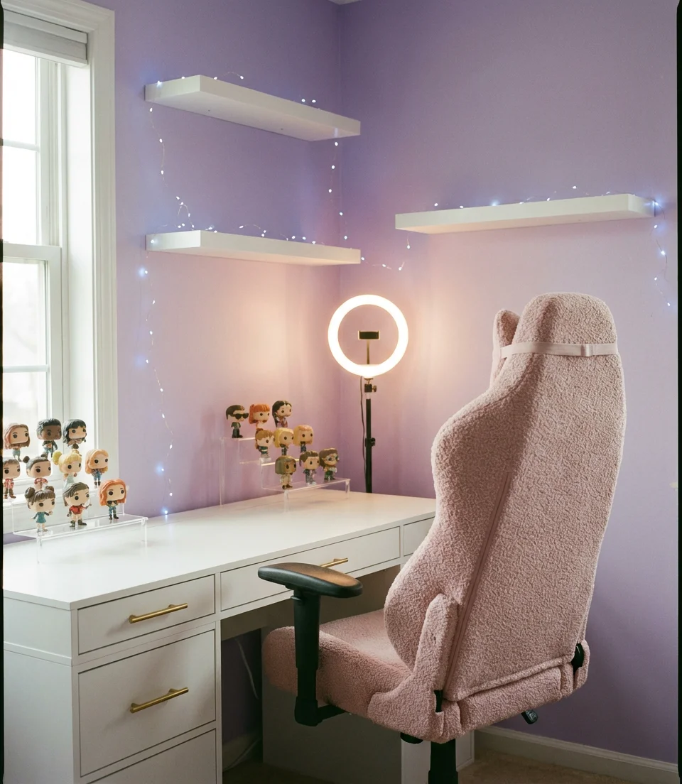 Girly Gaming Room with Pastel Accents 1