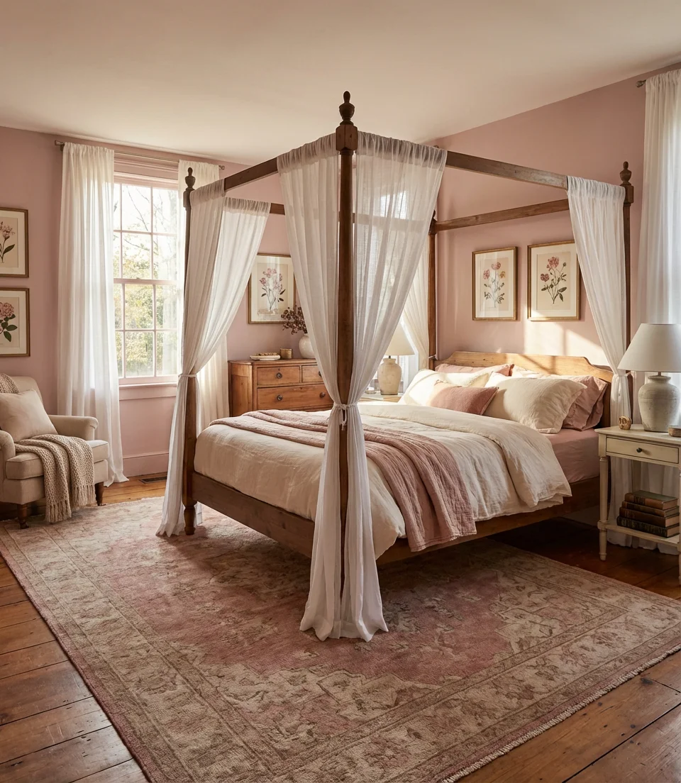 Girly Pink Canopy Bed Dream Room 1
