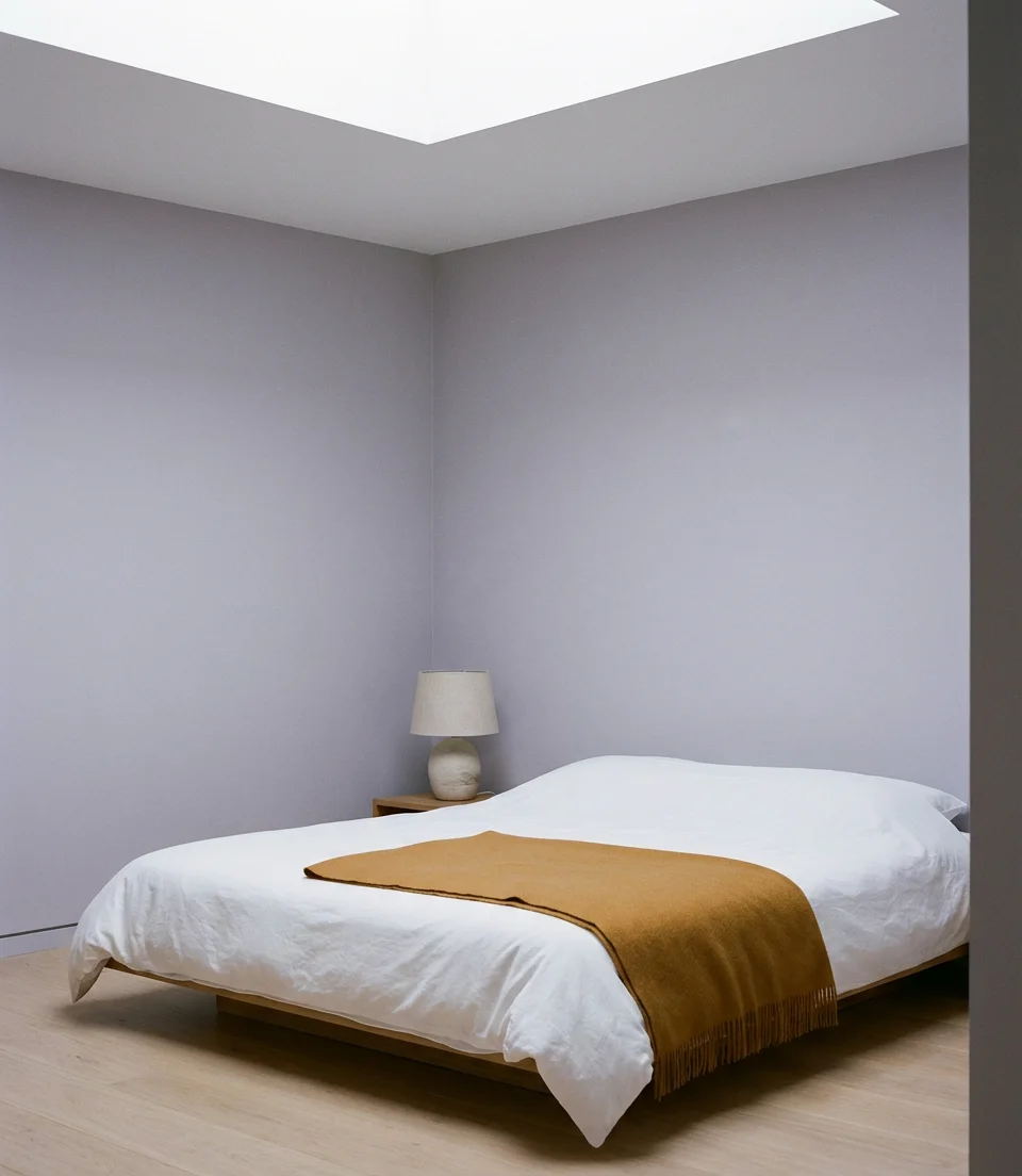 Gray Light Purple Minimalist Bedroom 2