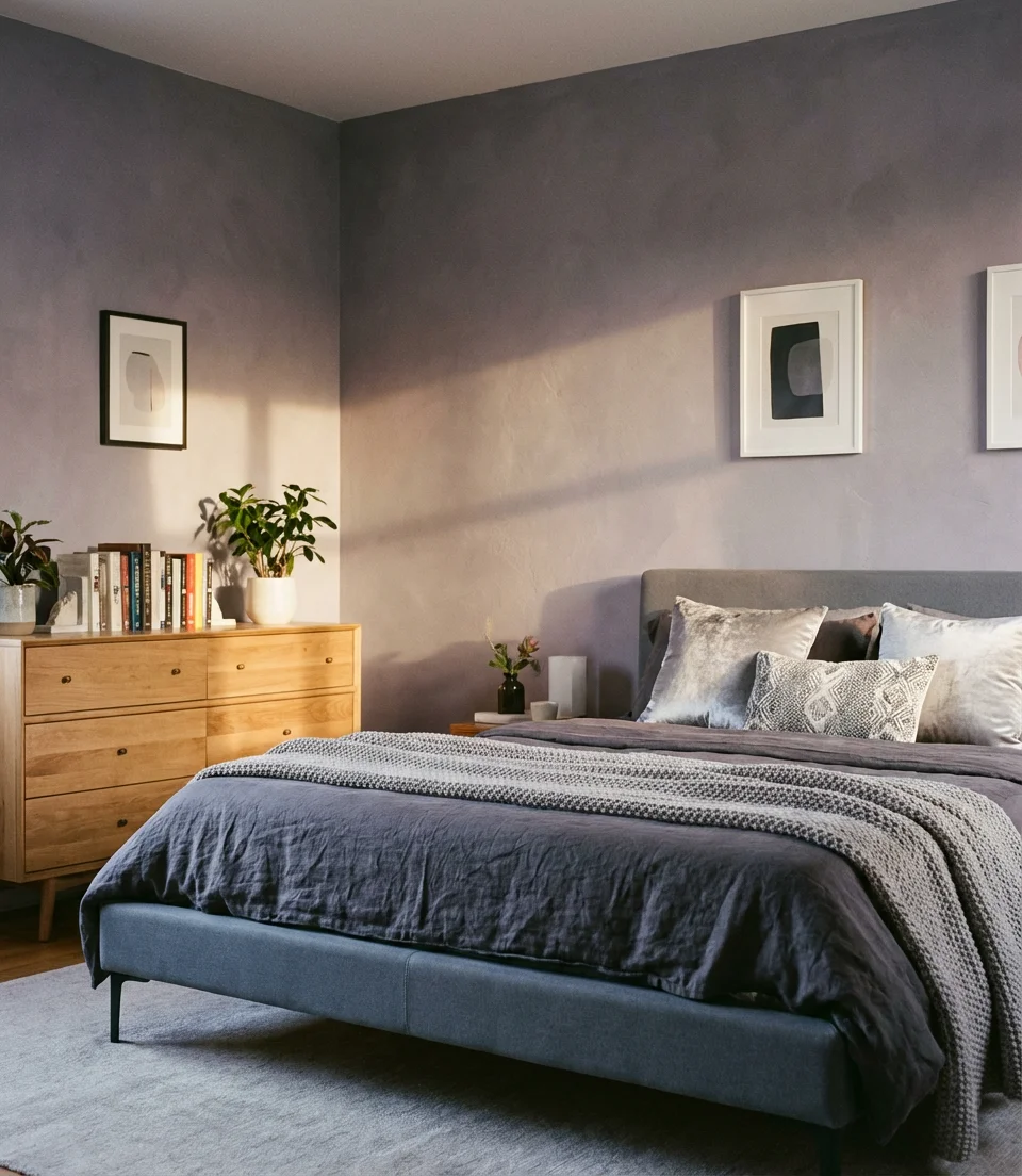 Gray-Purple Sophisticated Bedroom Palette 1