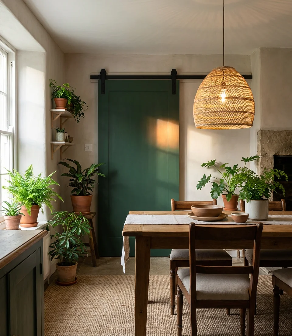 Green Barn Door as an Accent Wall Feature 1