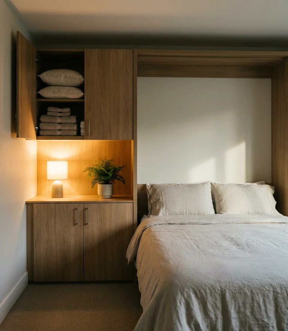 Guest Room Murphy Bed with Integrated Storage Cabinet 2