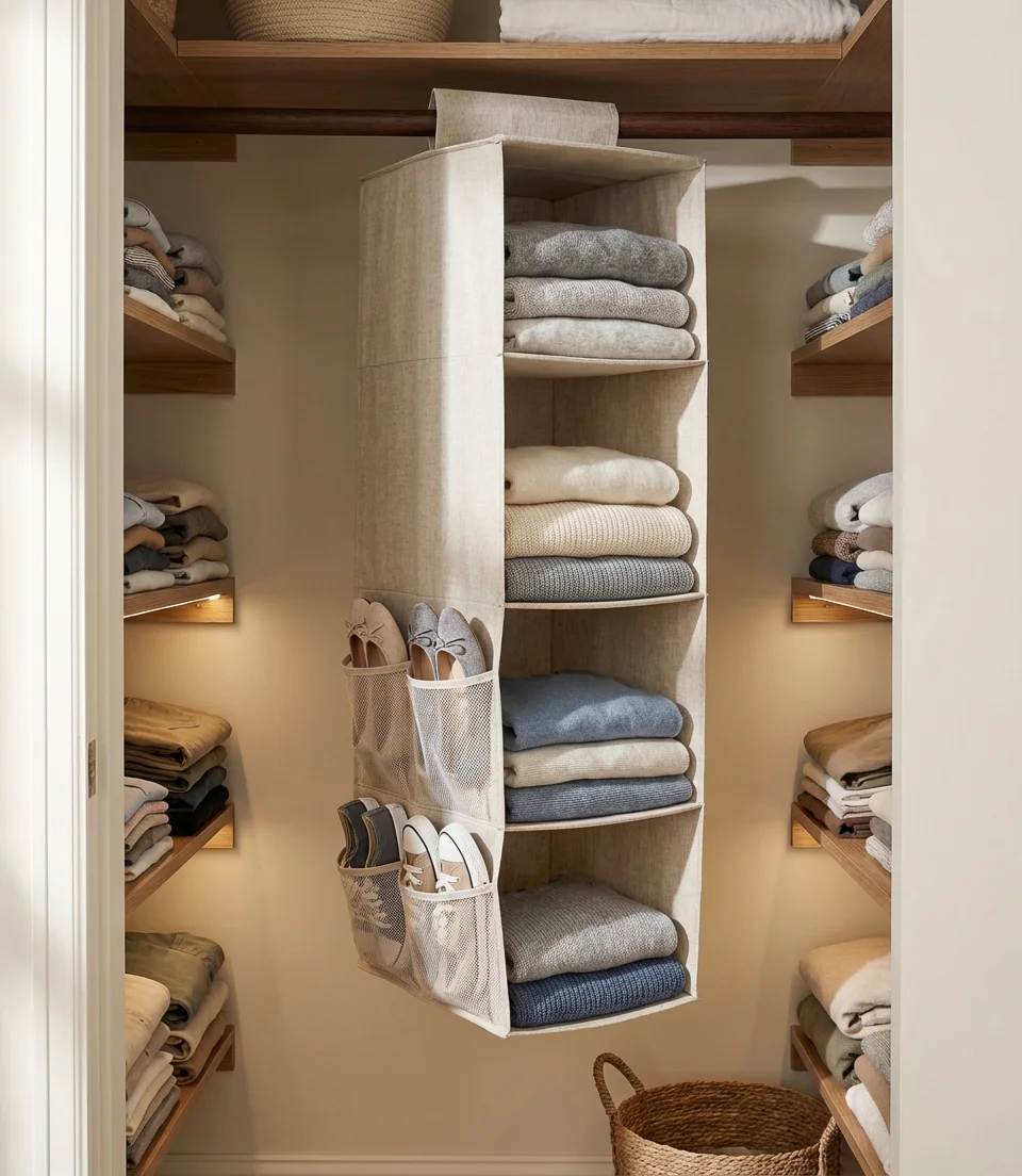 Hanging Closet Organizer with Shoe Pockets 1