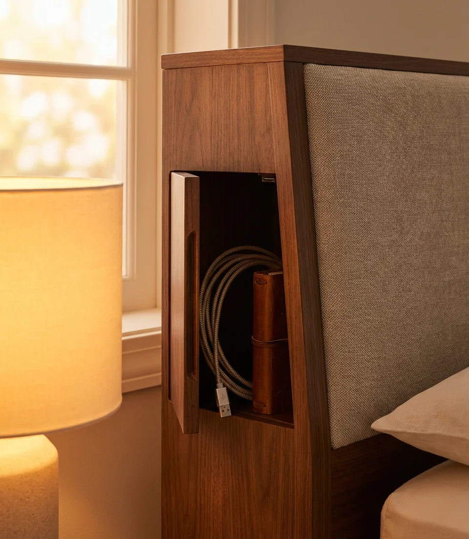 Headboard with Built-In Storage Cubbies 2