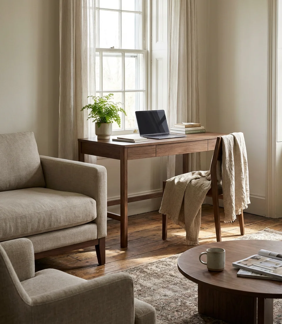 Home Office in the Living Room Done Right 1