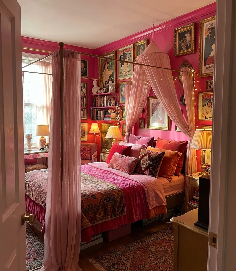 Hot Pink Maximalist Bedroom 2