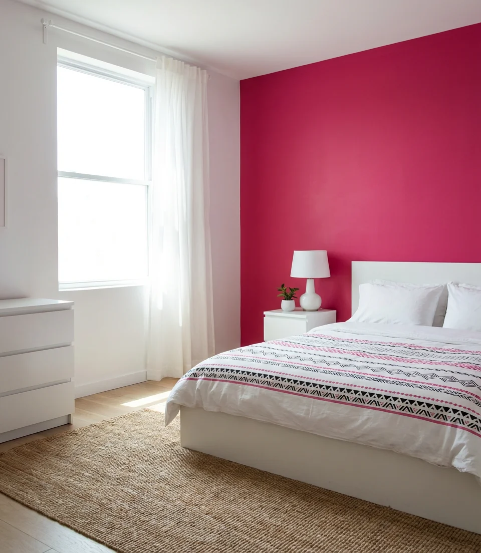 Hot Pink and White Bold Statement Bedroom 1