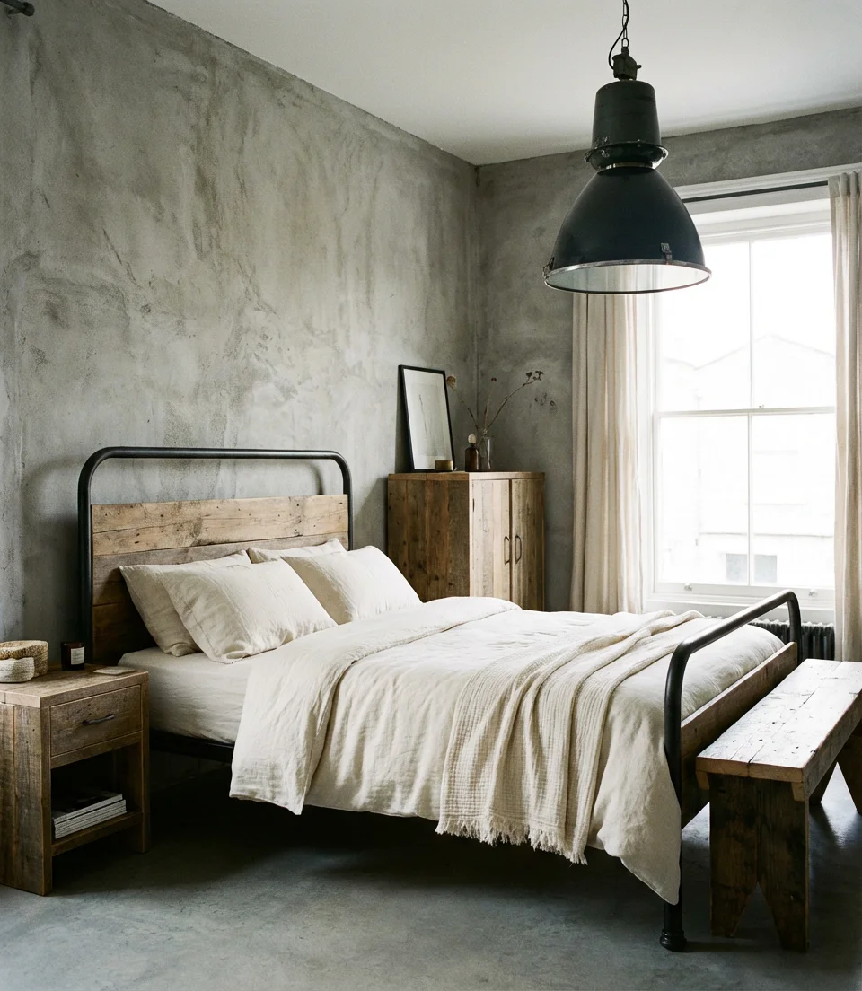 Industrial Farmhouse Bedroom With Metal Accents 2