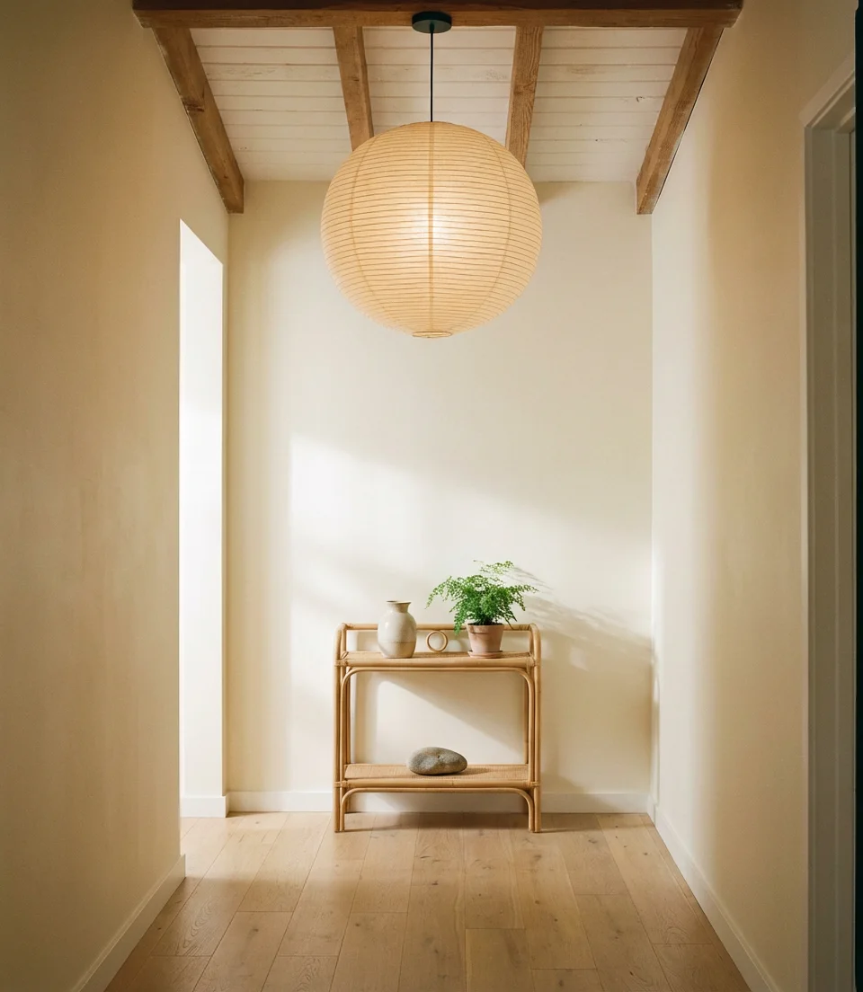 Japandi Minimalism with Paper Lantern Pendants 1