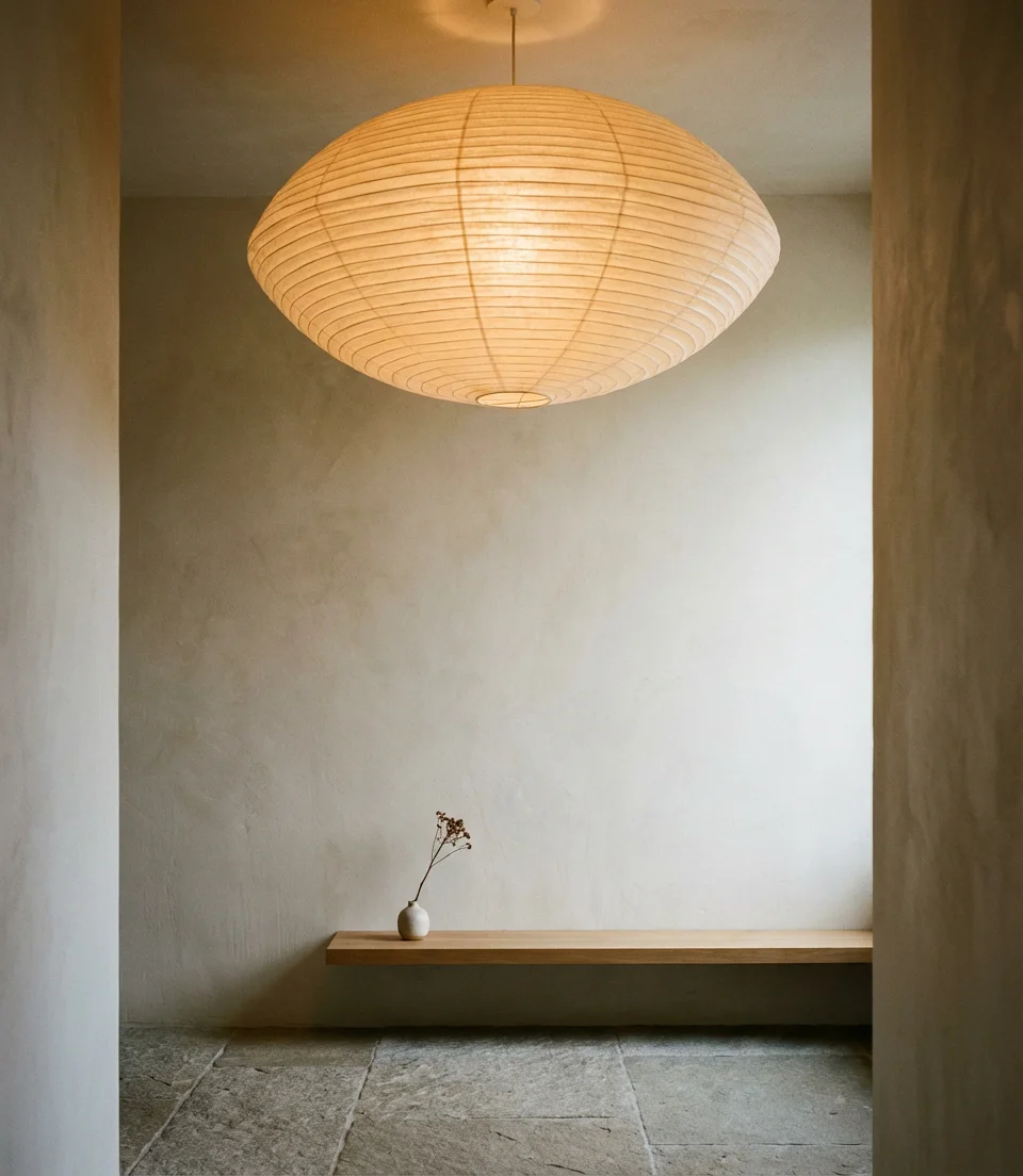 Japandi Minimalism with Paper Lantern Pendants 2