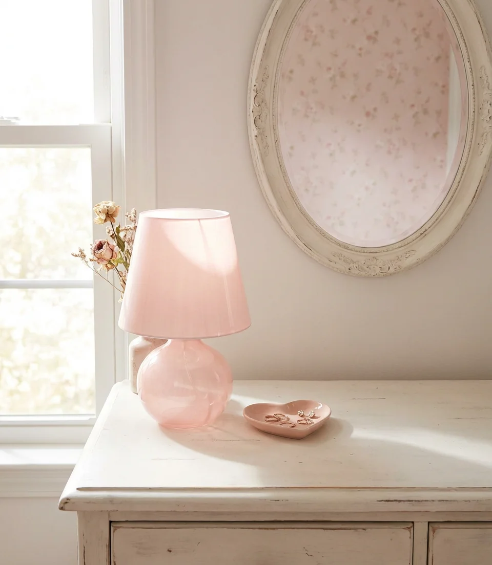 Light Pink Bedroom with White Furniture 2