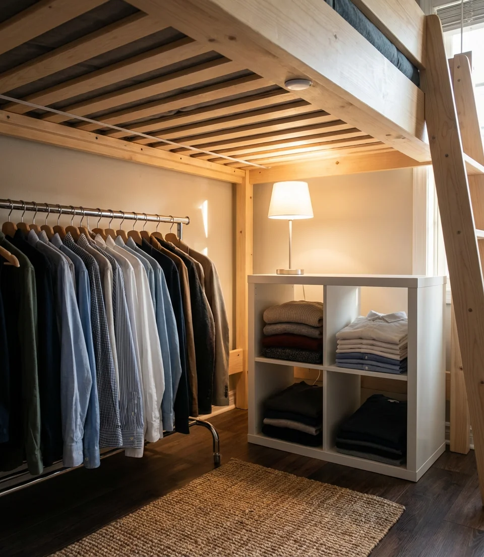 Loft Bed with Desk and Wardrobe Below 2