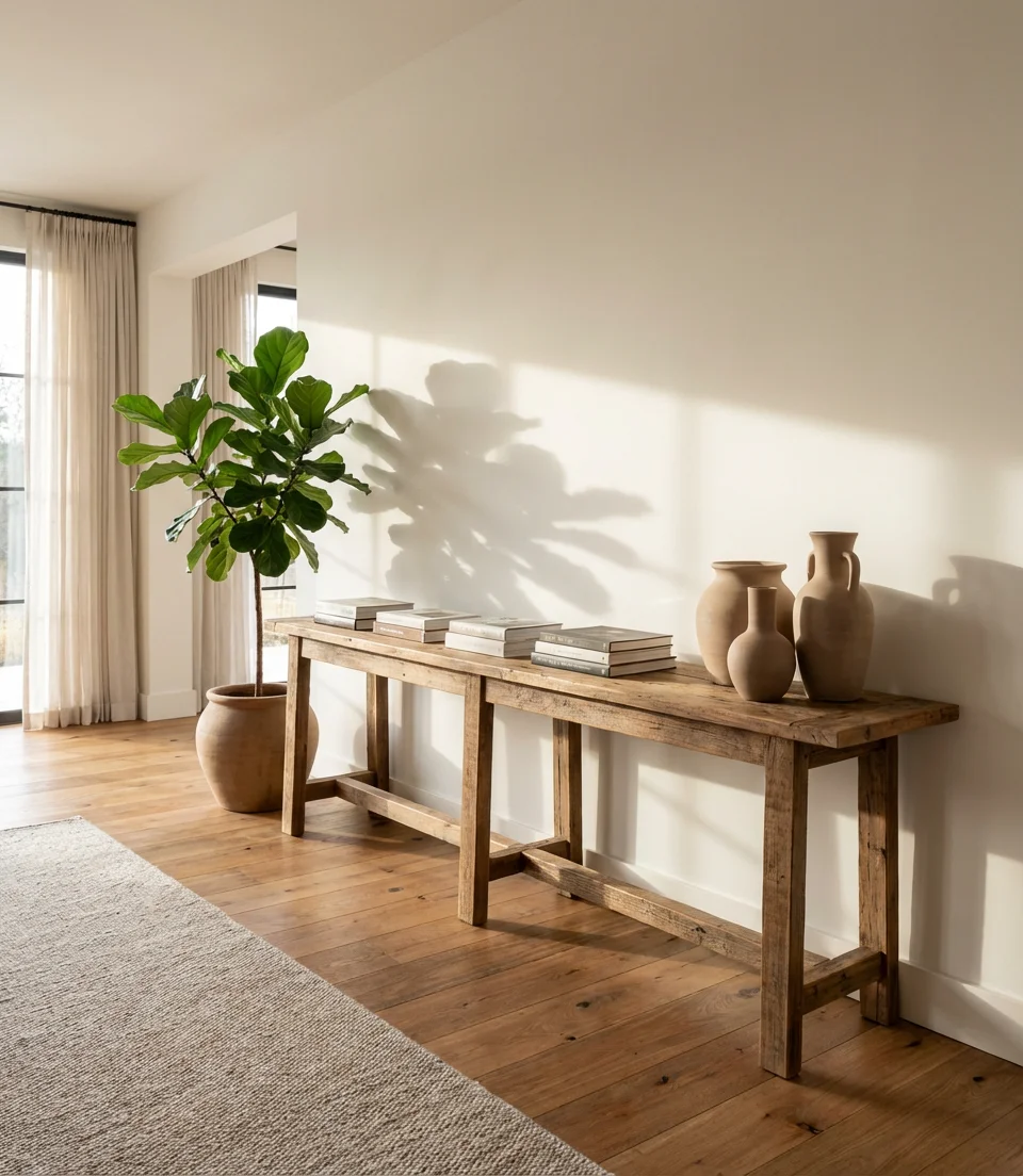 Long Wood Console for a Sprawling Living Room 1