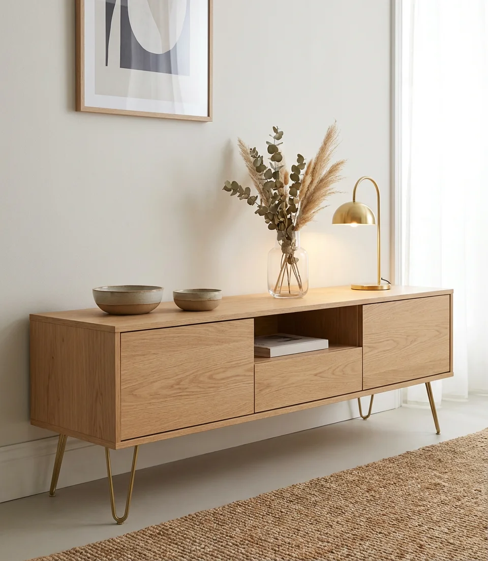 Long Wood Console for a Sprawling Living Room 2