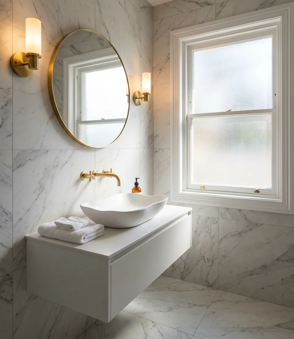 Luxury Half Bath with Marble and Gold 1