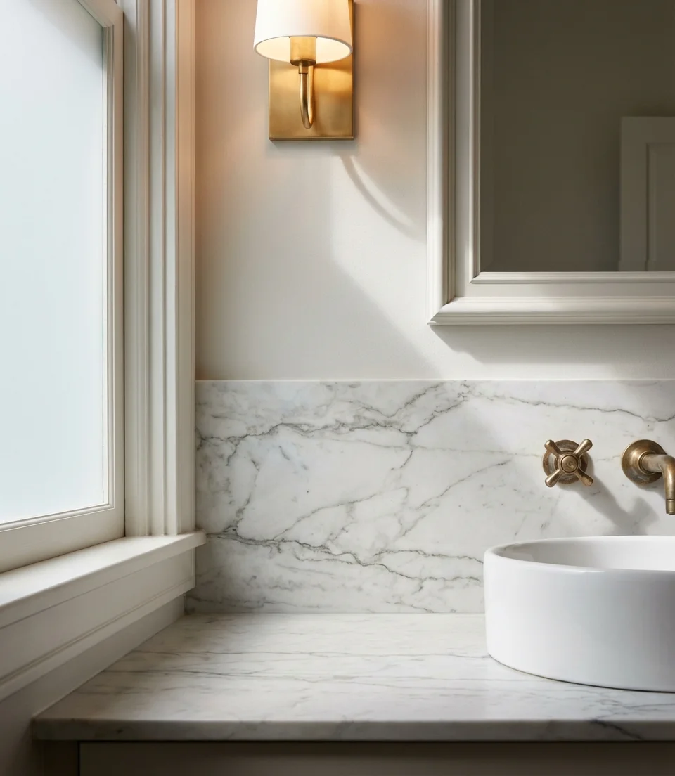 Luxury Half Bath with Marble and Gold 2