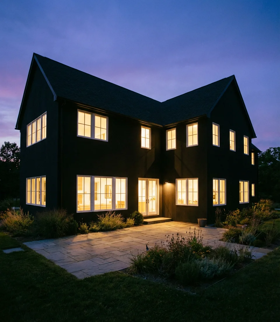 Matte Black on Large Houses with White Trim 2