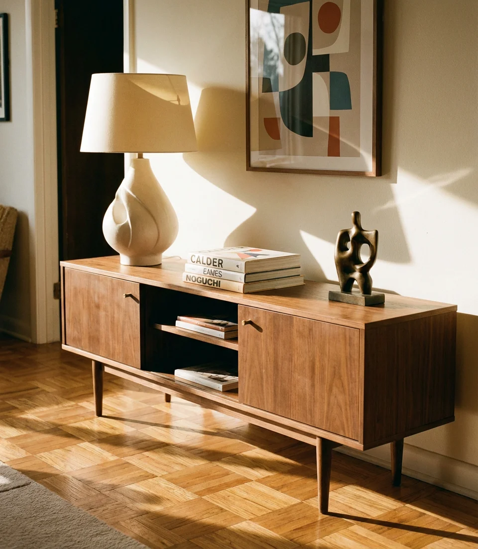 Mid Century Modern Console with Tapered Legs 1