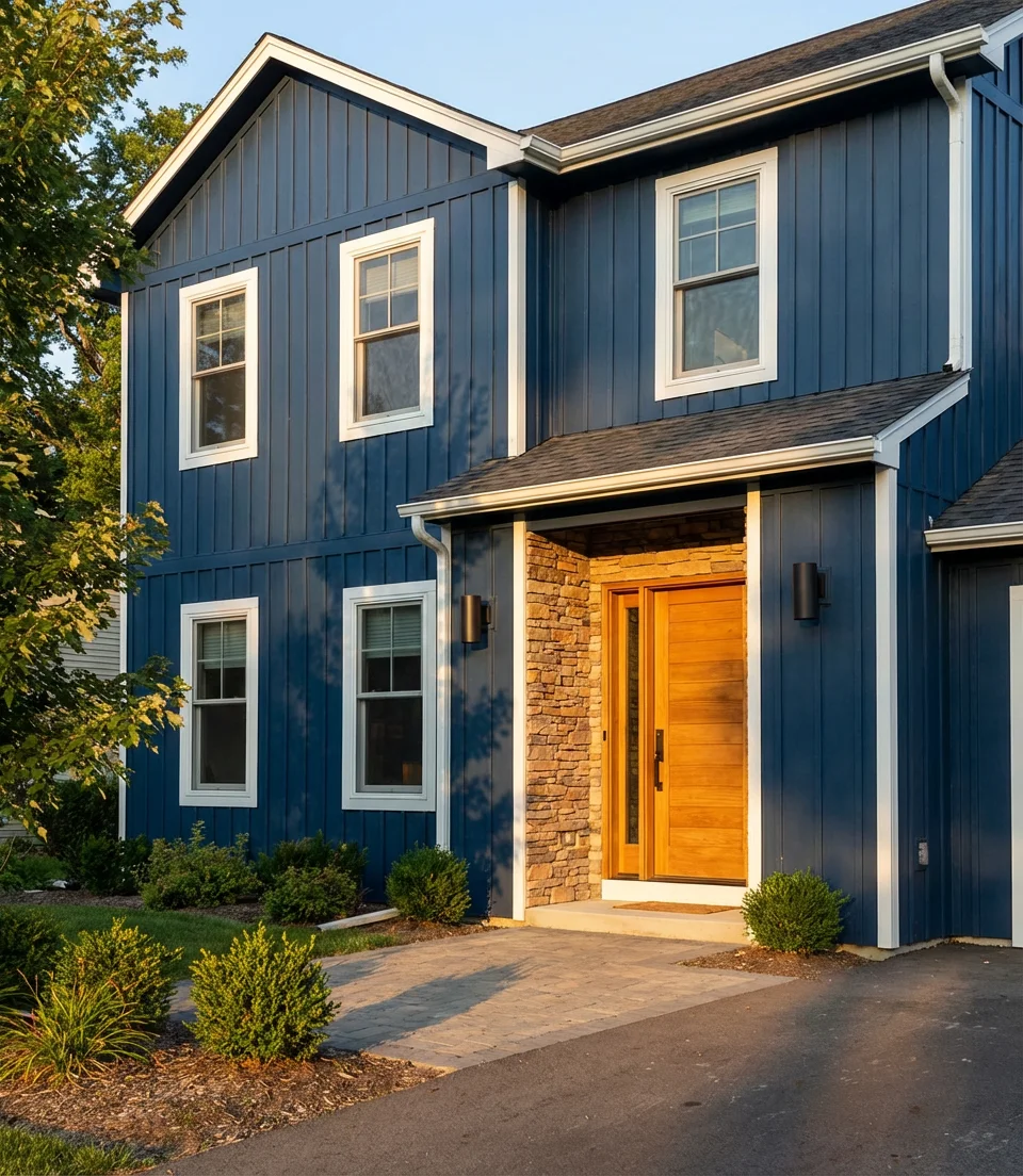 Midnight Blue Modern Exterior with Full Material Contrast 1