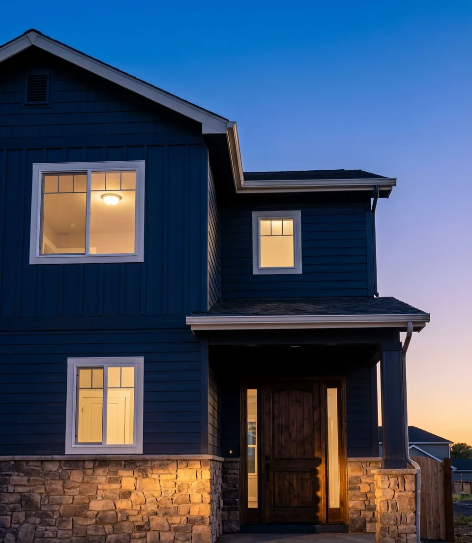 Midnight Blue Modern Exterior with Full Material Contrast 2