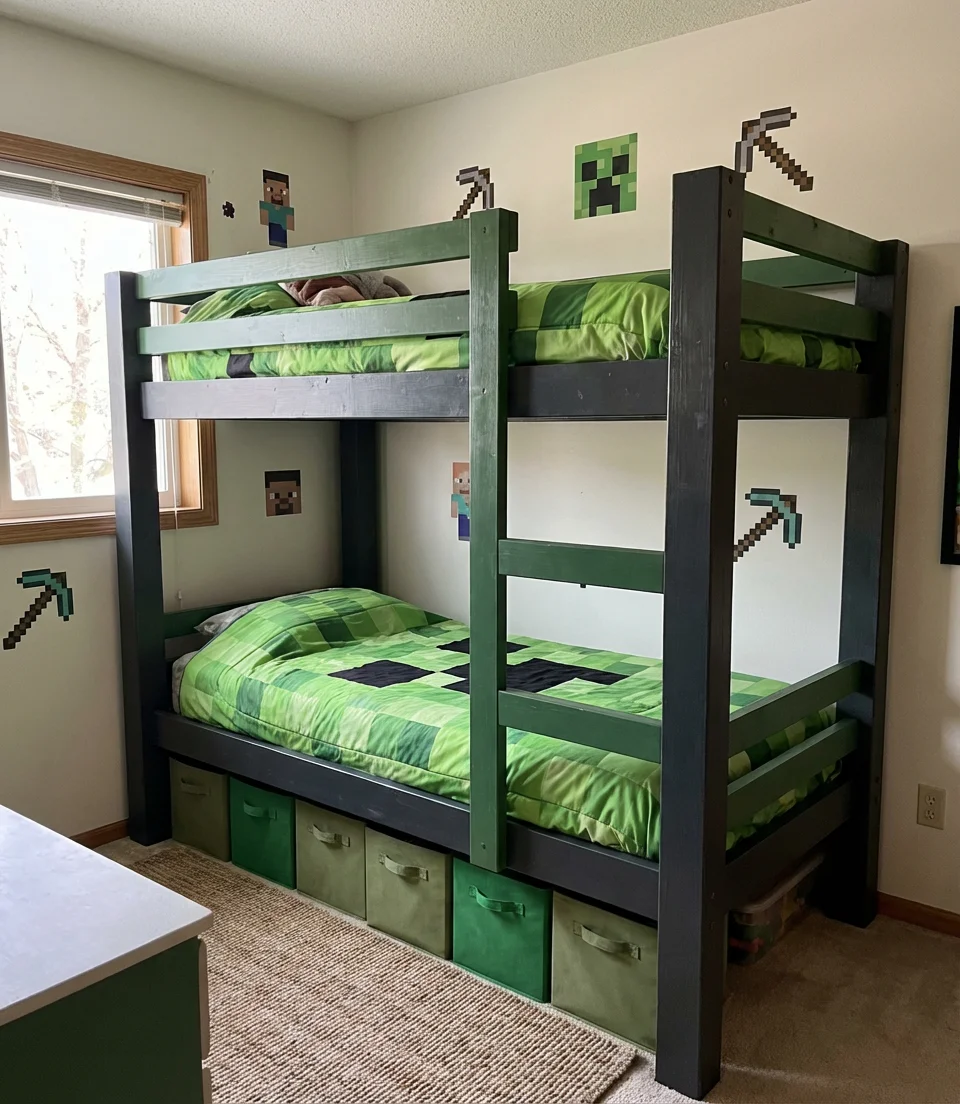 Minecraft-Themed Bunk Beds for Gaming Rooms 1