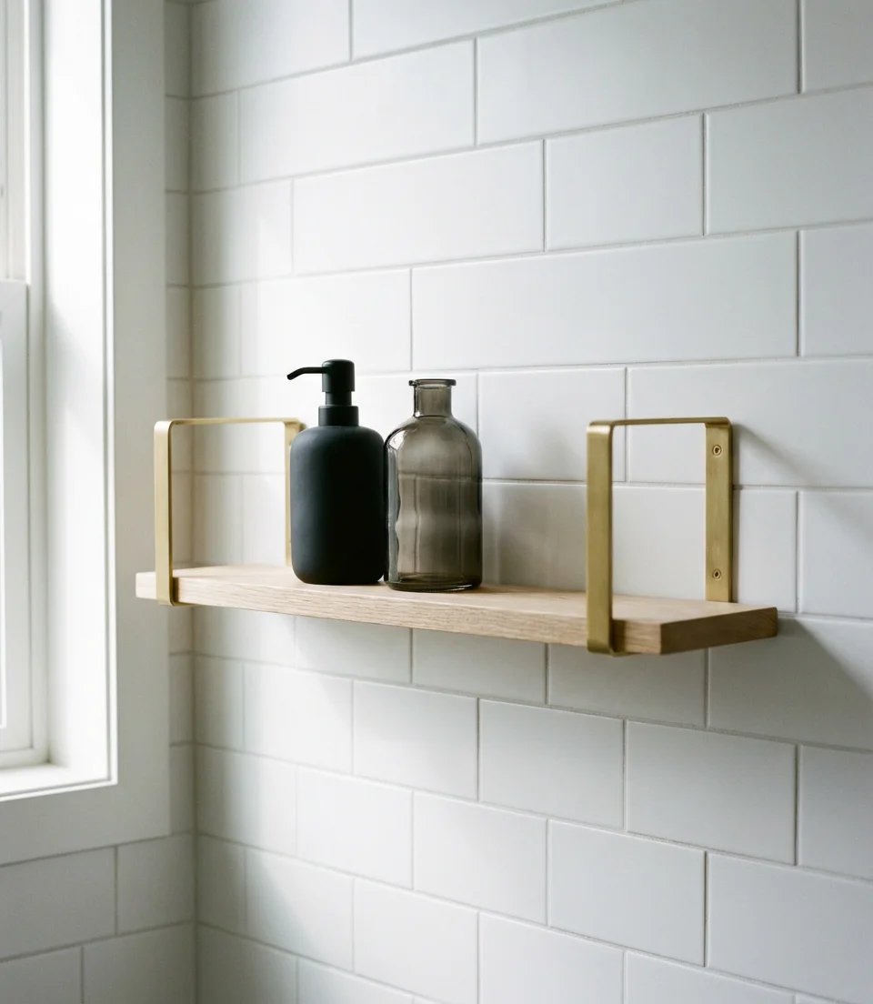 Modern Bathroom Shelf Ideas with Mixed Metal Finishes 1