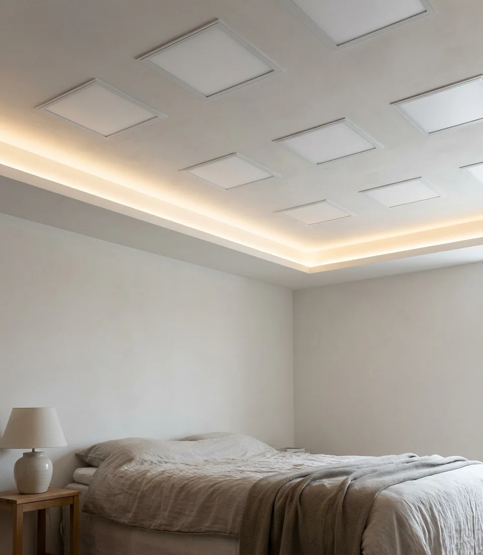 Modern Bedroom Ceiling With Layered Ambient Lighting 1
