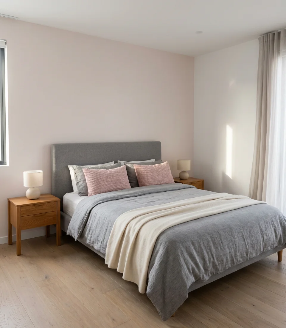 Modern Grey and Pink Bedroom 1