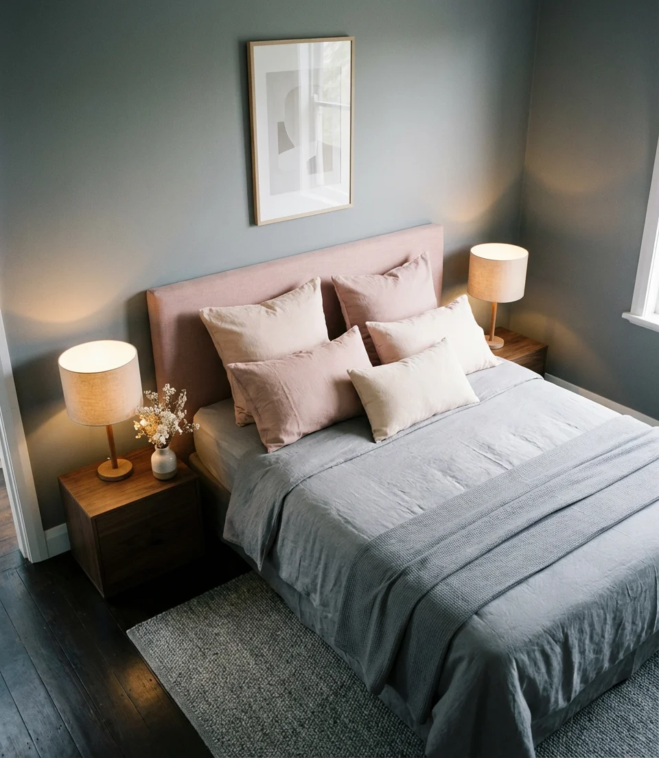 Modern Grey and Pink Bedroom 2