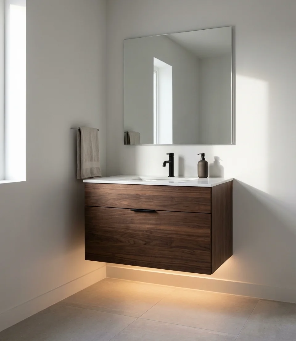Modern Half Bath with Floating Vanity 1