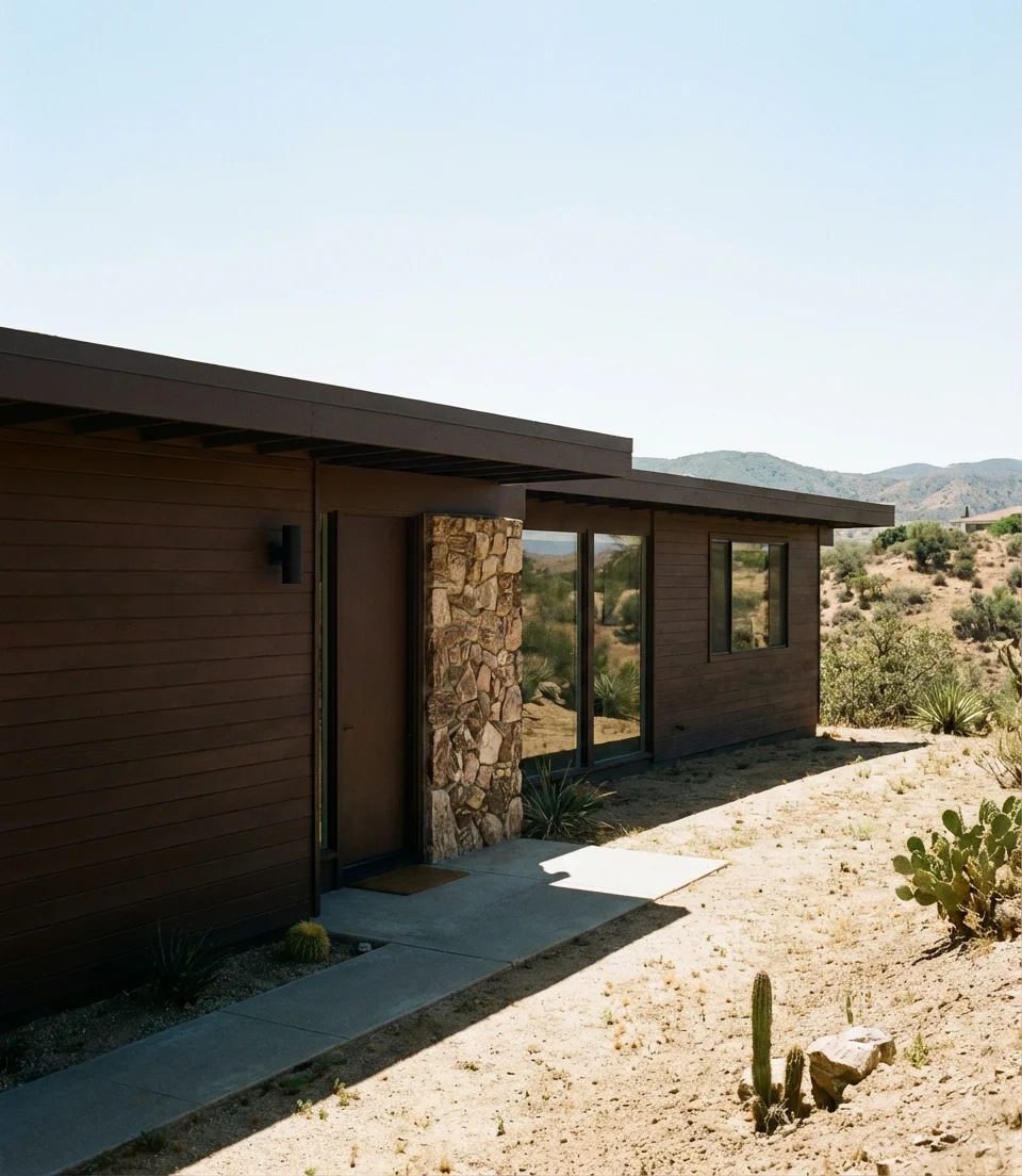 Modern Mid-Century Dark Brown with Stone Details 1