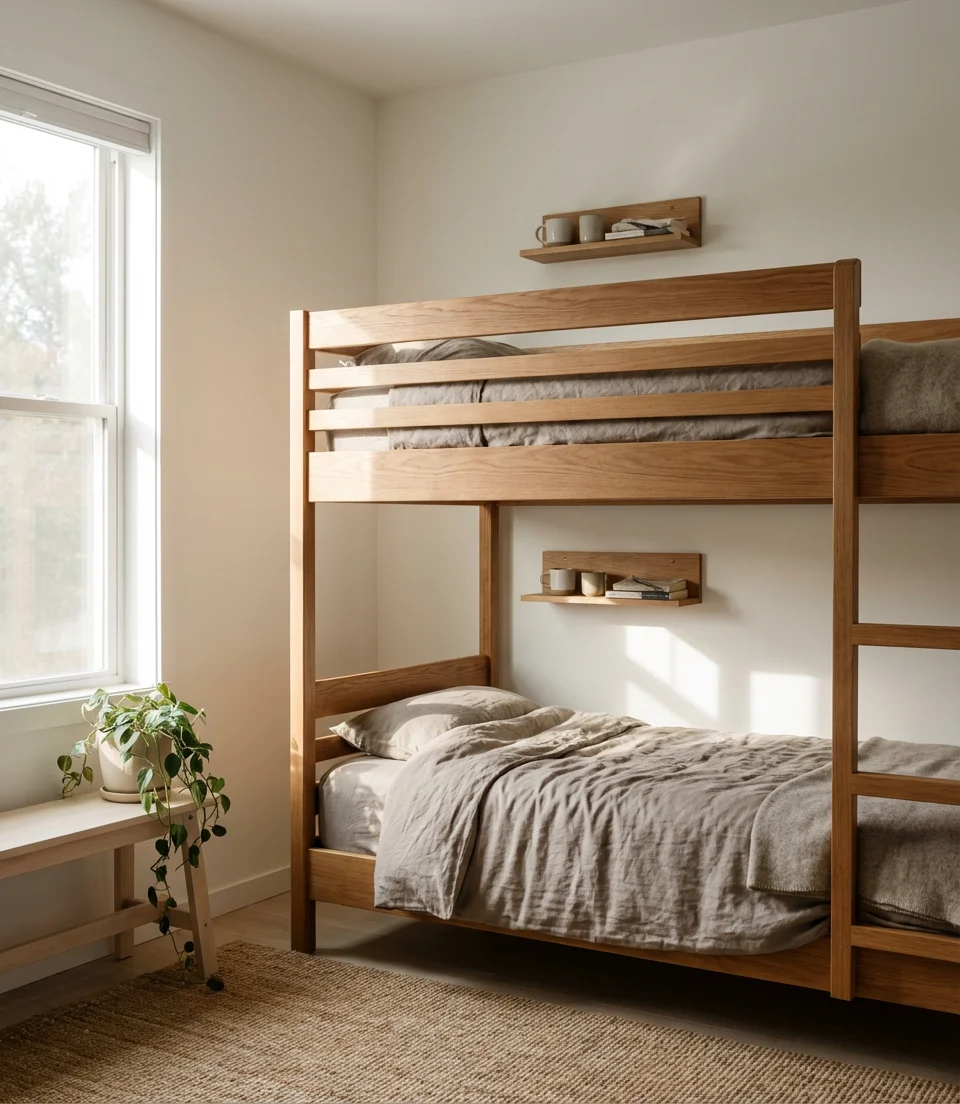 Modern Minimalist Bunk Beds in Neutral Tones 1