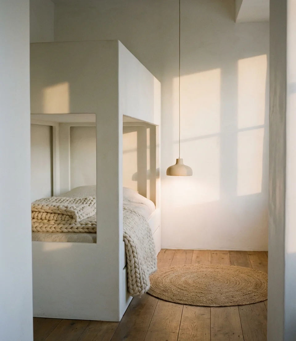 Modern Minimalist Bunk Beds in Neutral Tones 2