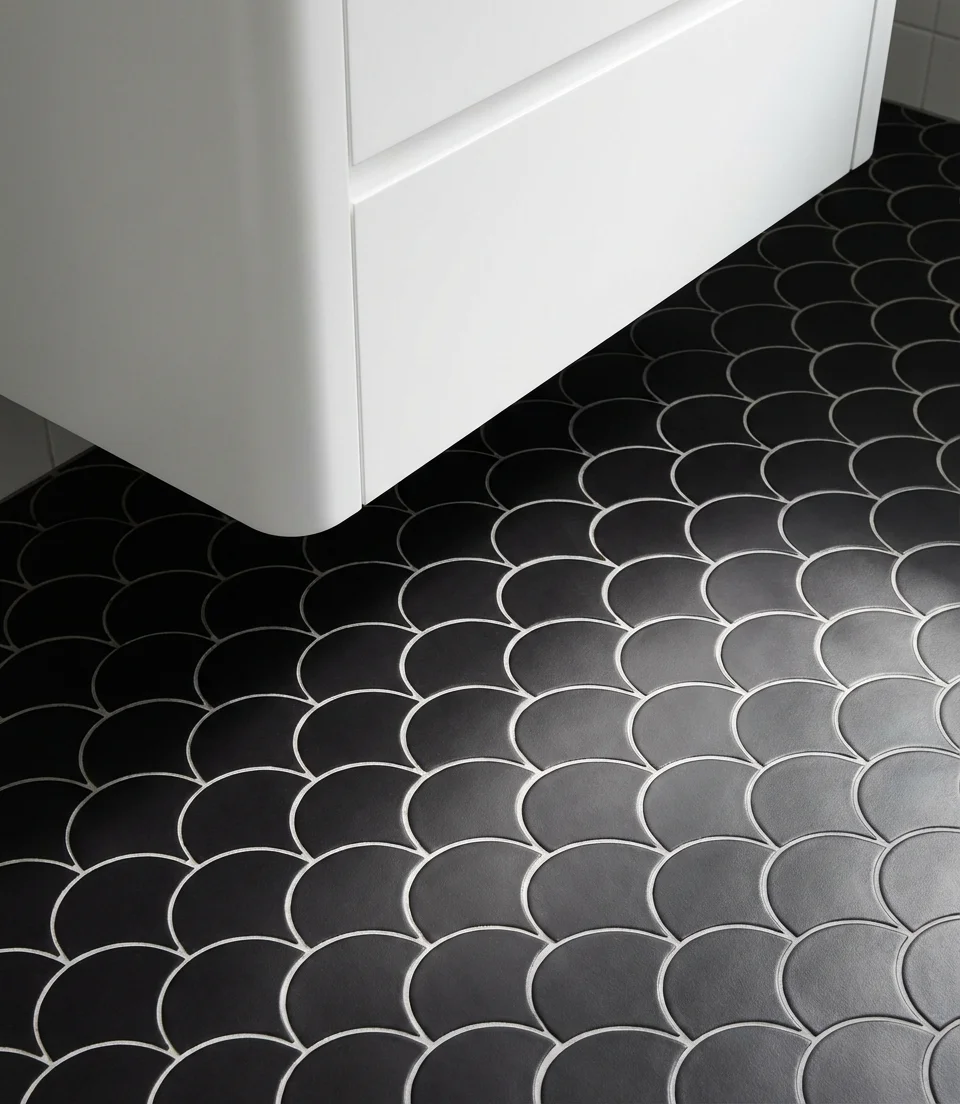 Modern Powder Room with Geometric Tile 2