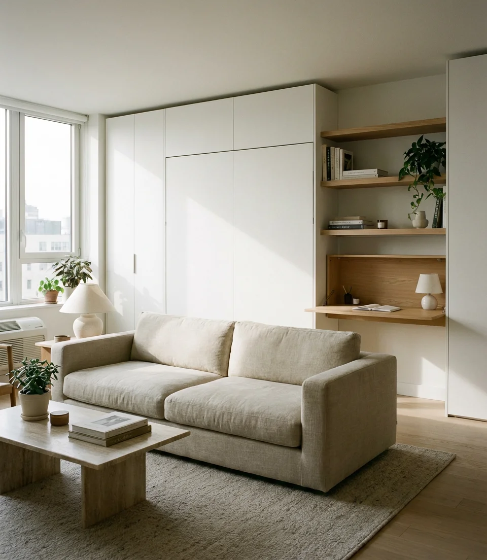 Modern Studio with Murphy Bed and Built-In Desk 1