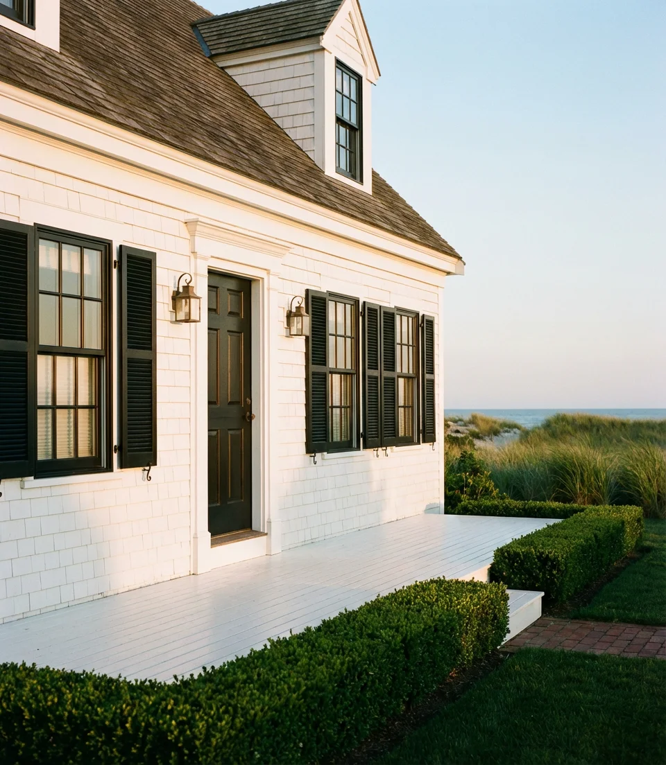 Modern White Beach House with Black Trim 2