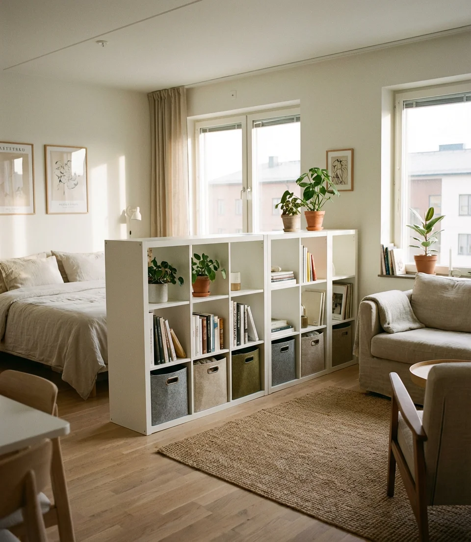 Modular Cube Shelving System as Room Divider 1