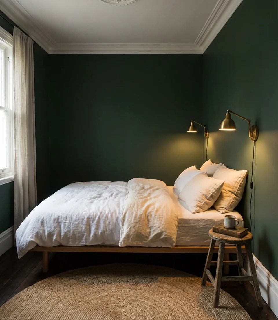 Moody Dark Walls in a Small Modern Bedroom 1