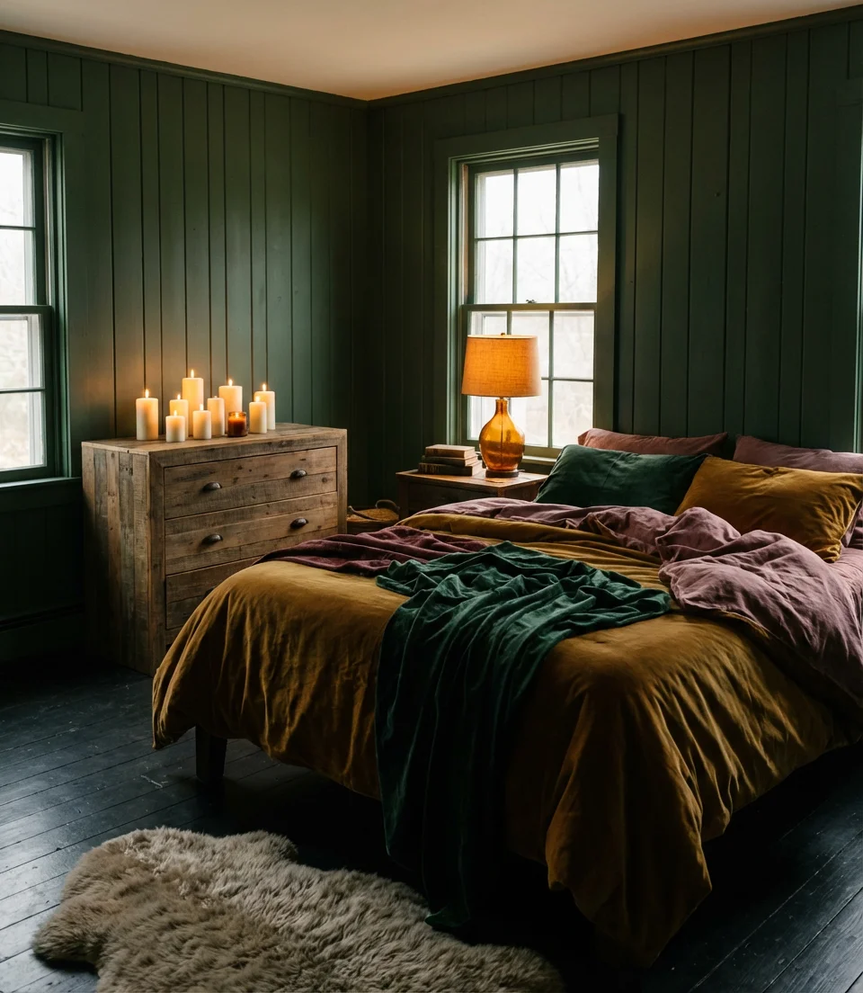 Moody Farmhouse Bedroom With Candlelit Atmosphere 1