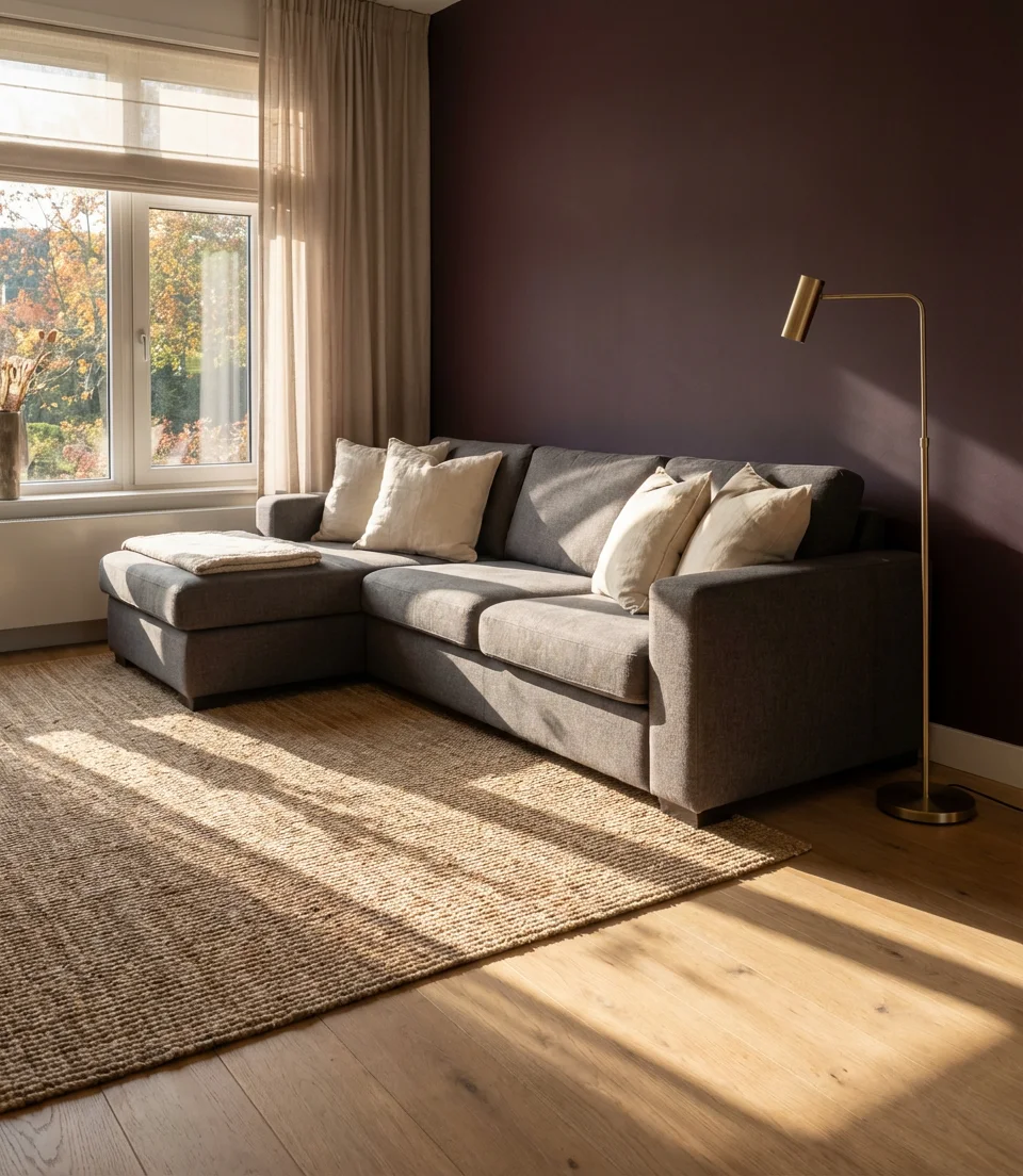 Moody Purple Accent Wall in the Living Room 1