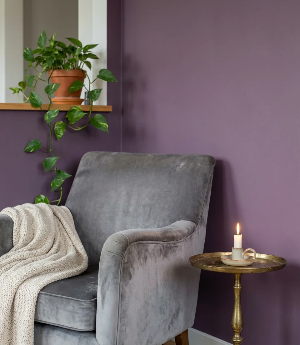 Moody Purple Accent Wall in the Living Room 2