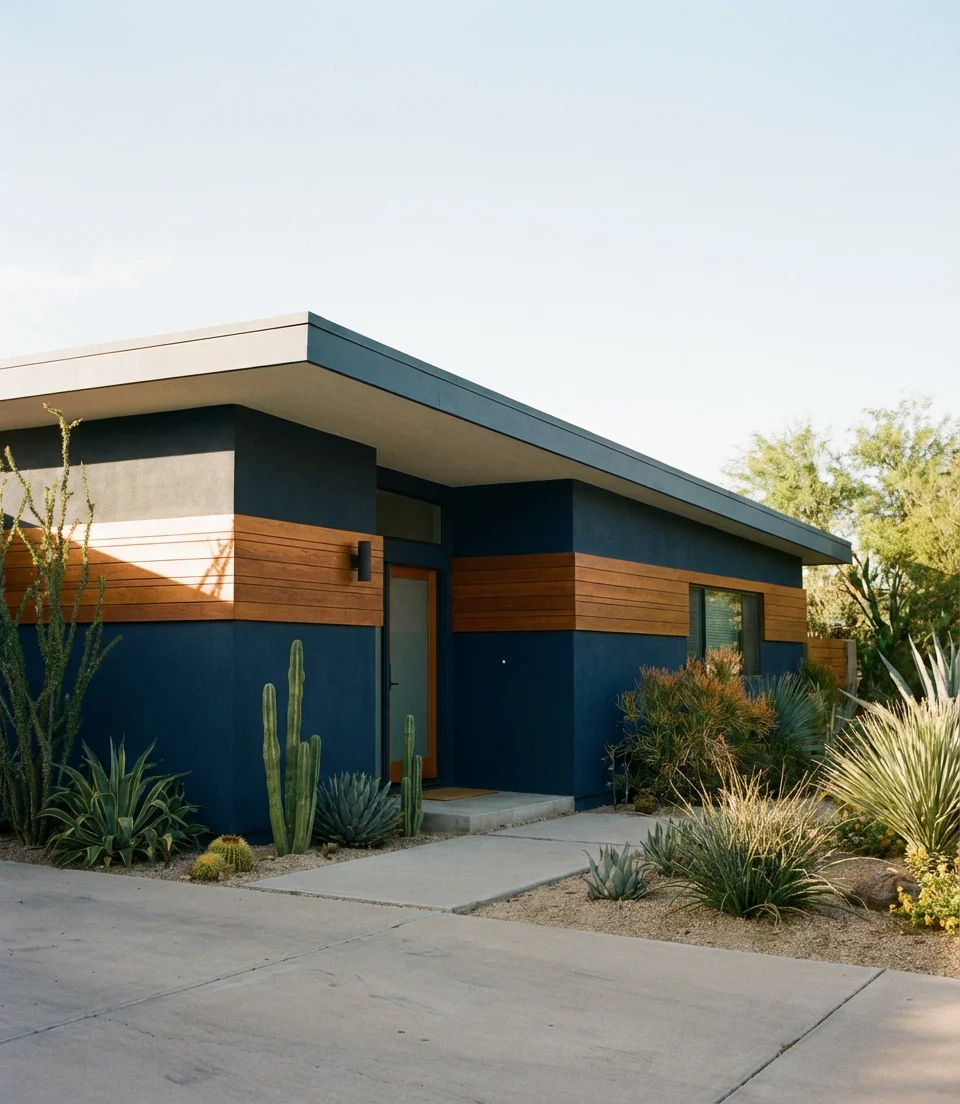 Navy Blue on a Contemporary Mid-Century Modern Home 1