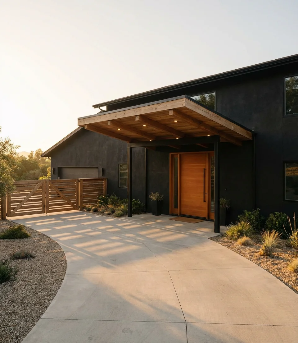 Near-Black Exterior with Wood Accents on Large Houses 2