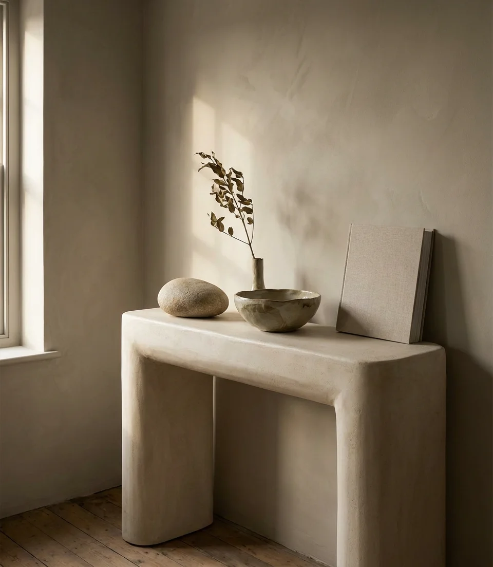 Organic Modern Console with Sculptural Objects 1