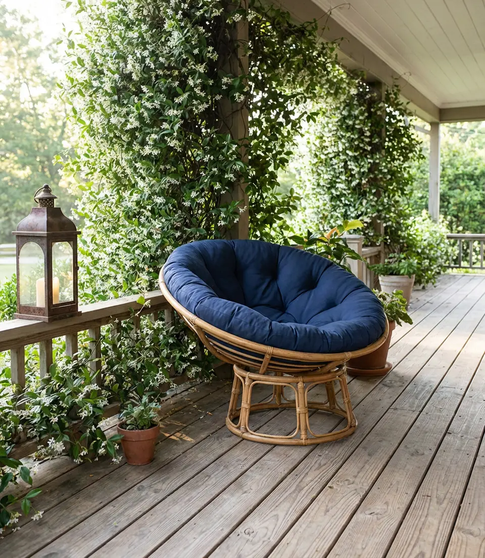 Outdoor Papasan on a Covered Porch 2