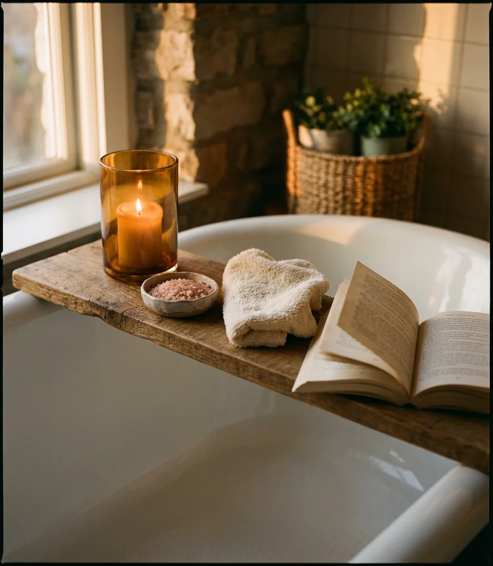 Over the Tub Shelf Styling for a Luxurious Bathing Ritual 1