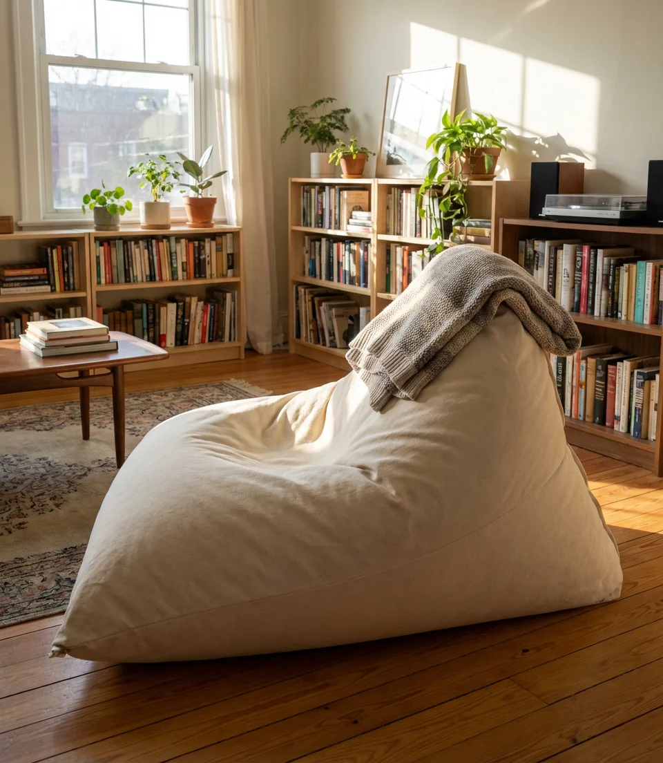 Oversized Bean Bag Chair as a Guest Bed Alternative 2