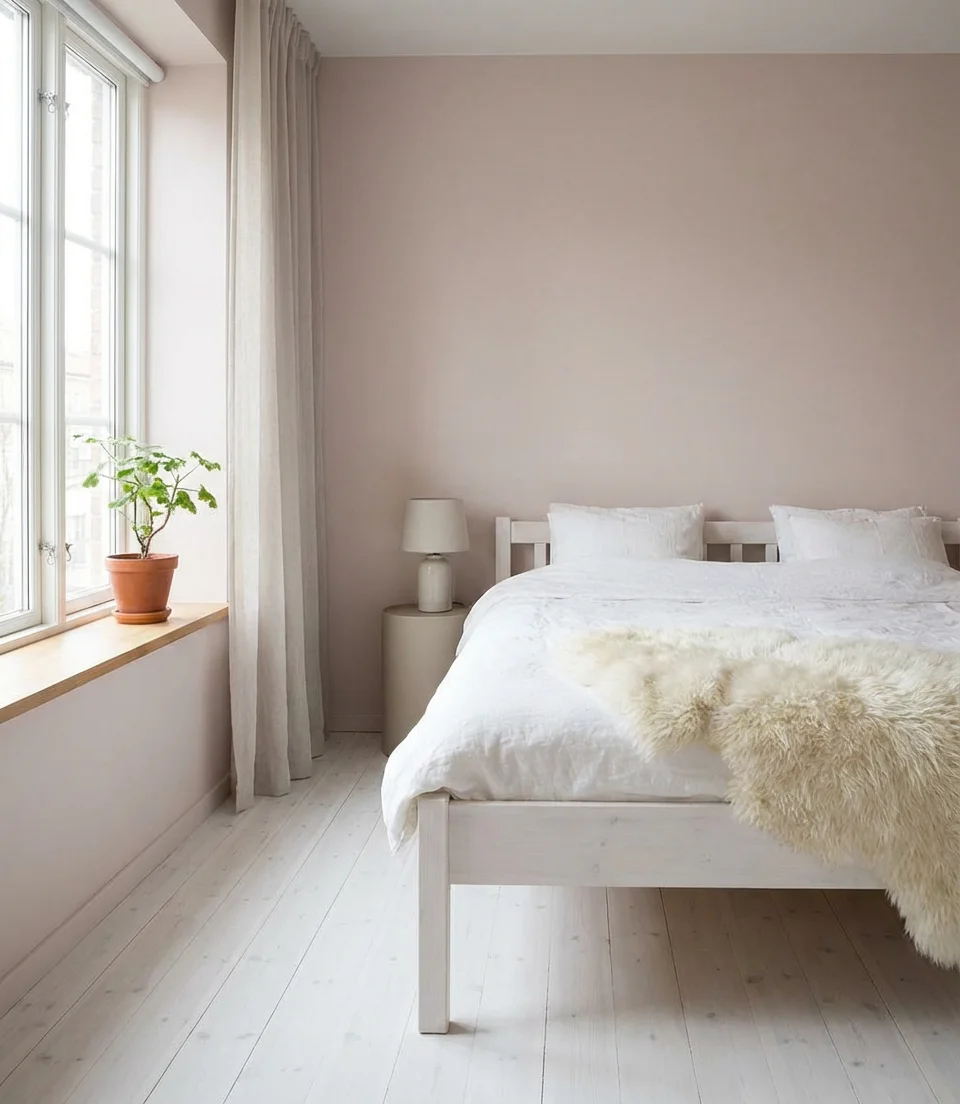 Pale Pink Scandinavian-Inspired Bedroom 1