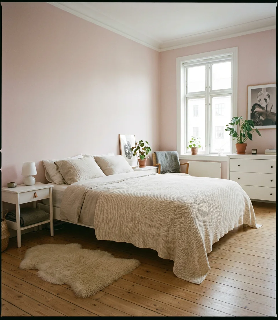 Pale Pink Scandinavian-Inspired Bedroom 2